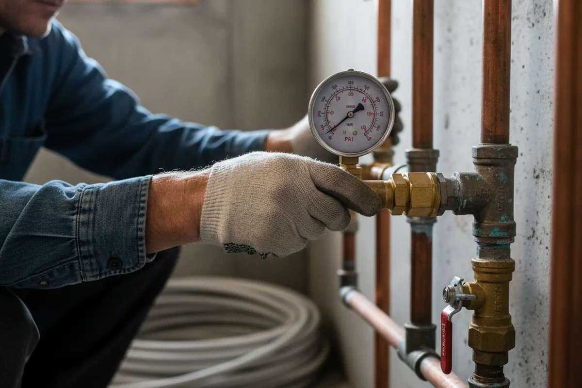 Pressure testing a repaired line during Water Line Repair in Fort Ripley